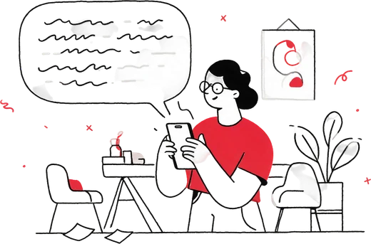 Illustration: person dictating into a smartphone